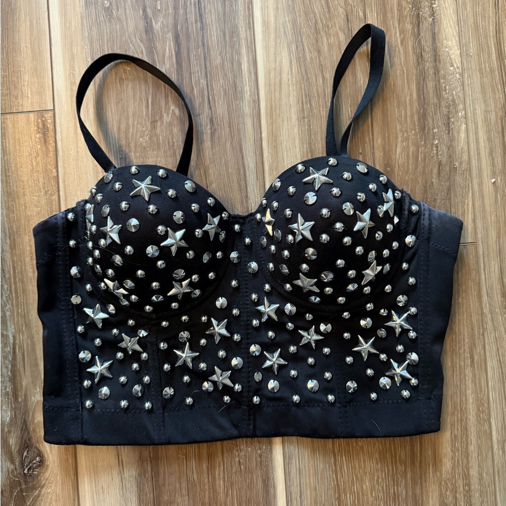 Black Studded Women's Top